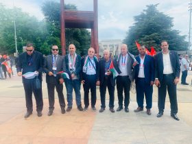 وفد عمال مصر يشارك فى وقف تضامن مع عمال وشعب فلسطين